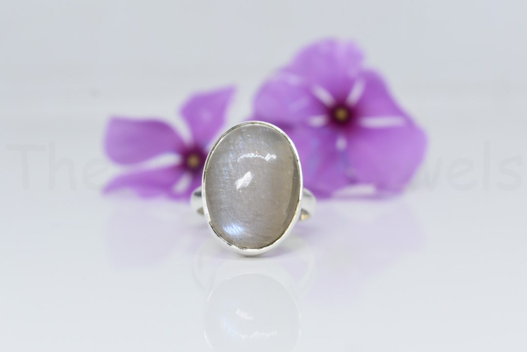 Grey Moonstone Ring, Artisan Ring, Sterling Silver Ring, Affordable Ring, Moonstone Jewelry