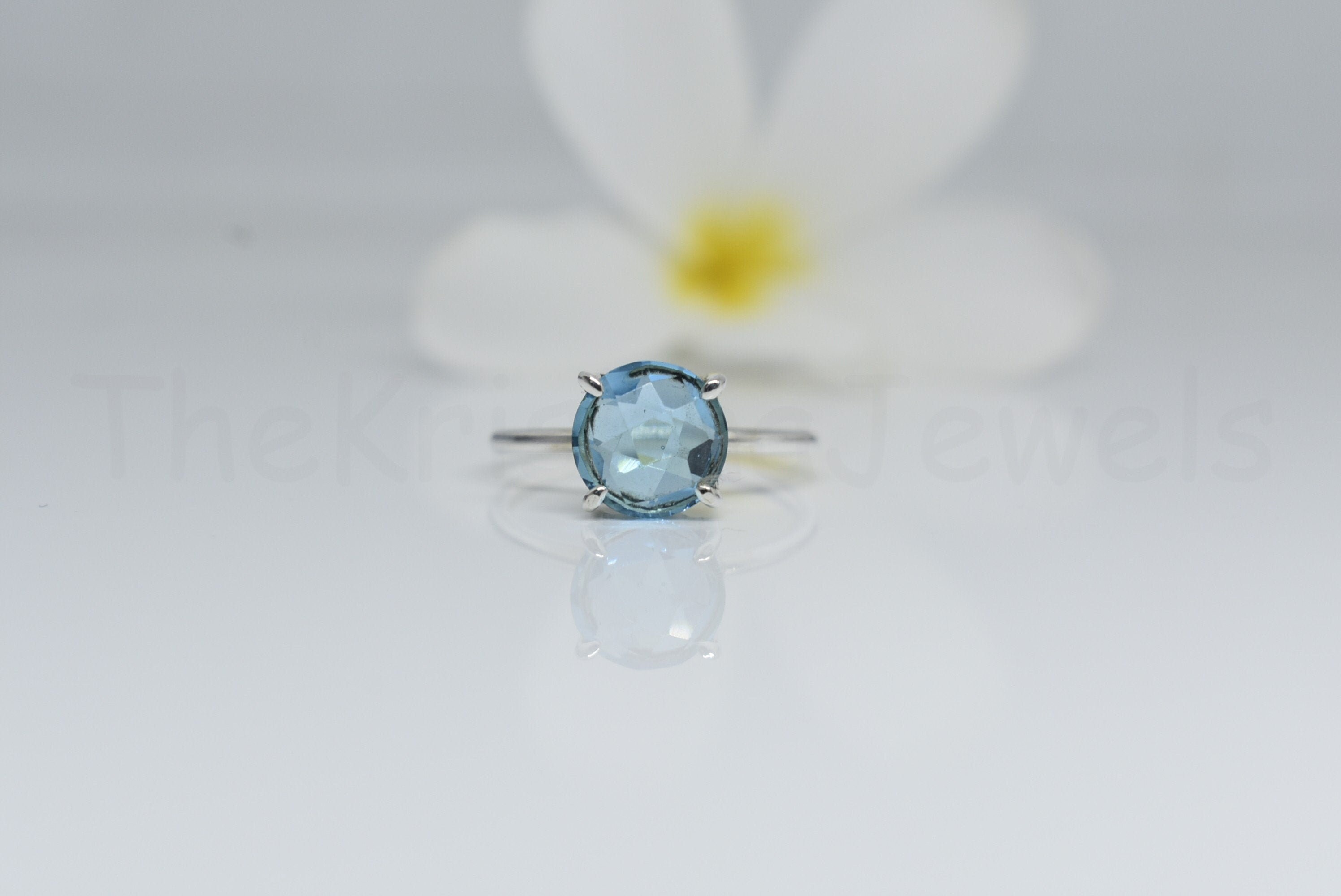 Personalized December Birthstone Ring – Sterling Silver Blue Topaz Heart Ring, Sizes 4-16 - View #9