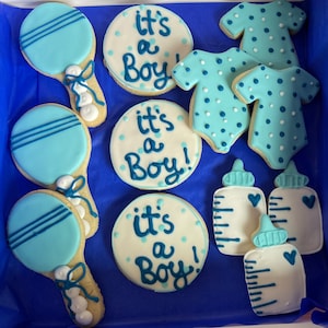 It&#39;s a Boy Cookies: Royal Icing Gender Reveal Decorated Cookies