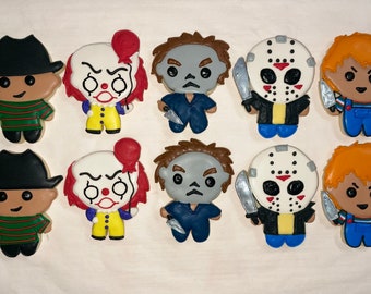 Horror movie characters!! Halloween cookies!-Royal icing sugar cookies || Decorated Cookies || Laura'sCookieFiesta