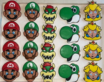 Mario and friends-Royal icing sugar cookies || Decorated Cookies || Laura'sCookieFiesta