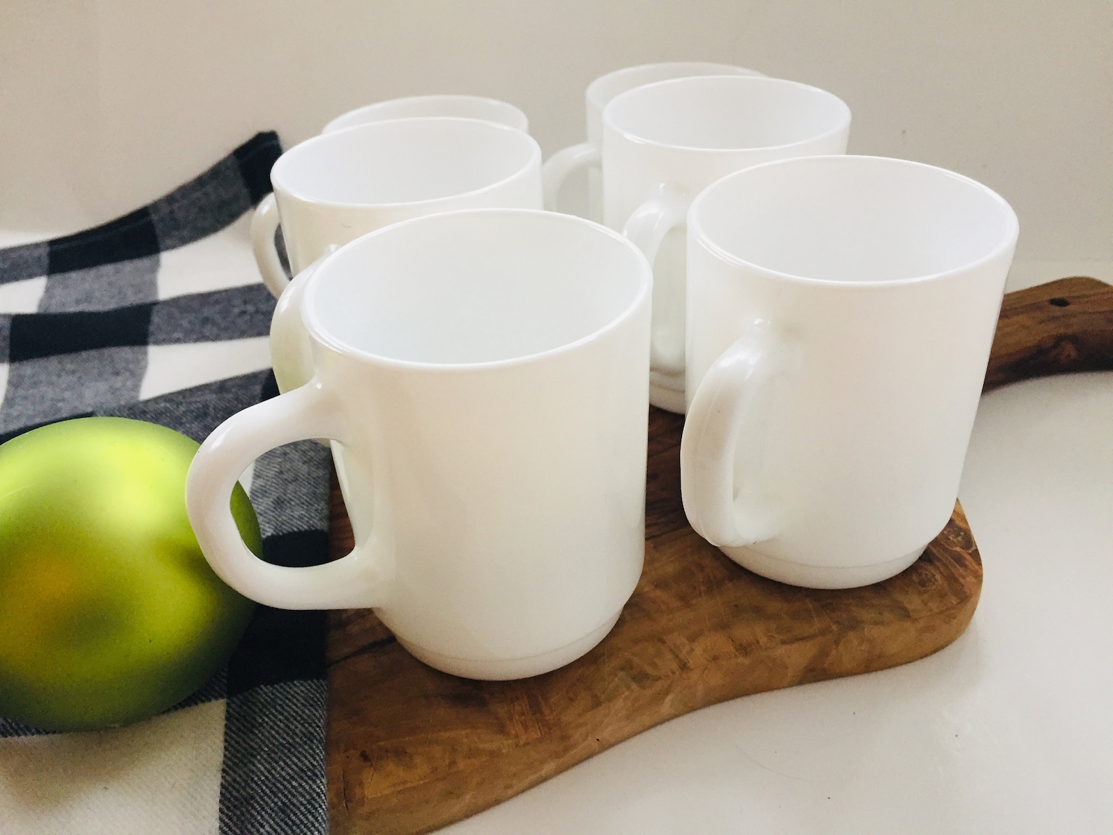 Set of 6 Retro Ikea Coffee Mugs Milk Glass Made in France Etsy