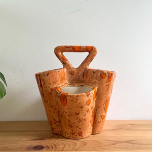 Strawberry Planter / Succulent Planter, Drip Glaze Pottery | 1970s