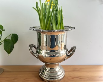 Seau à champagne plaqué argent de style baroque vintage | Fabriqué en Angleterre vers les années 1930