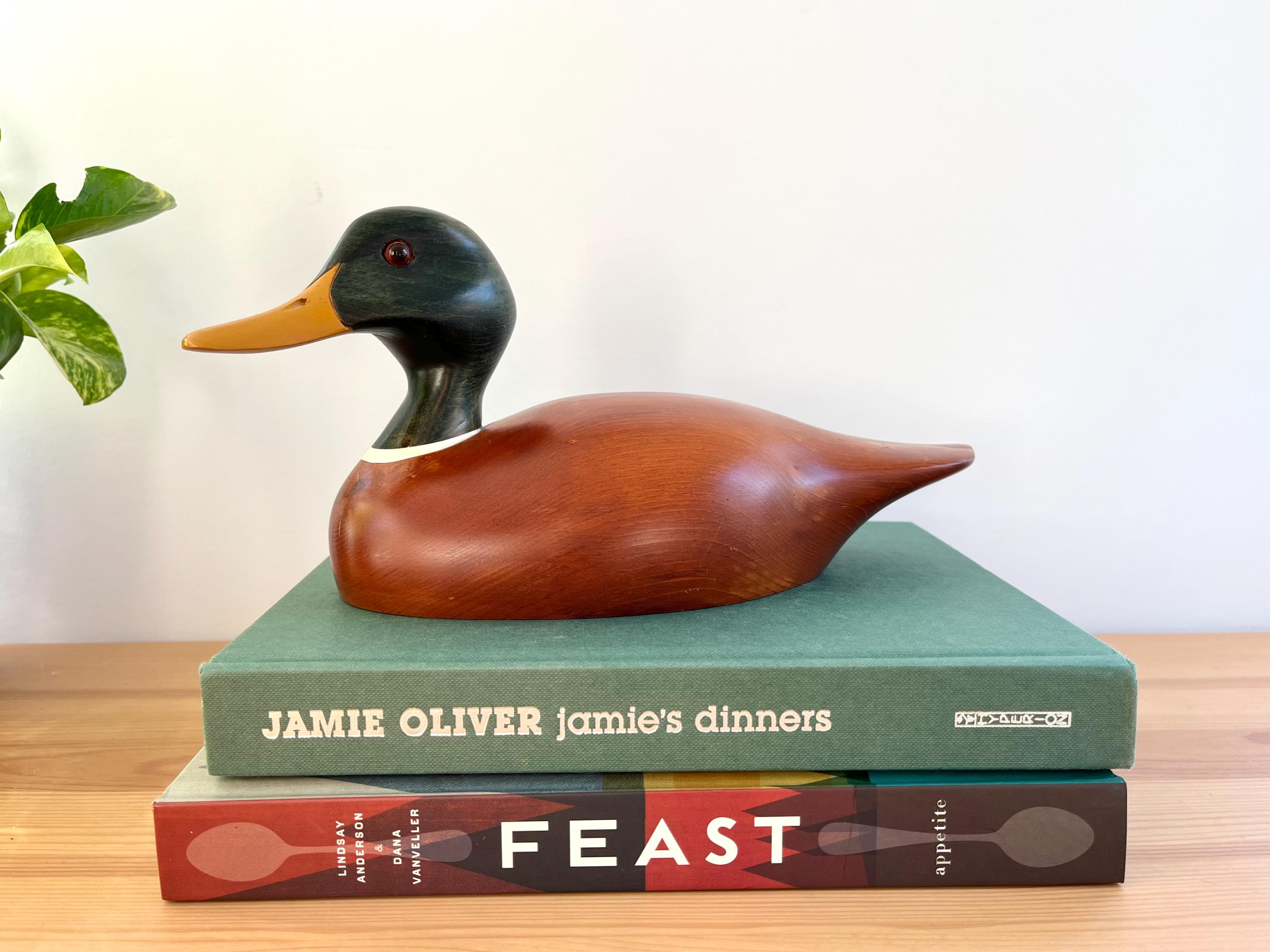 Vintage Hand-carved Wooden Duck Decoy | Signed by Ron Sadler