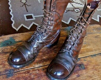 Brown Combat Boots | Etsy