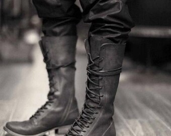 black high boots men