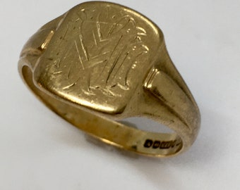 Antique Victorian British 9K Gold Signed Ring Chart Shows