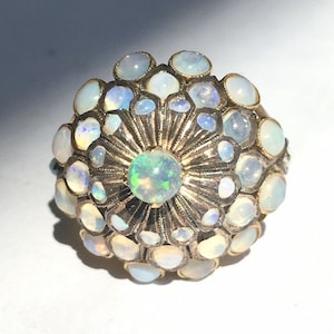 New Old Stock Lady's 14 karat Yellow Gold Princess Opal Ring Circa 1960s