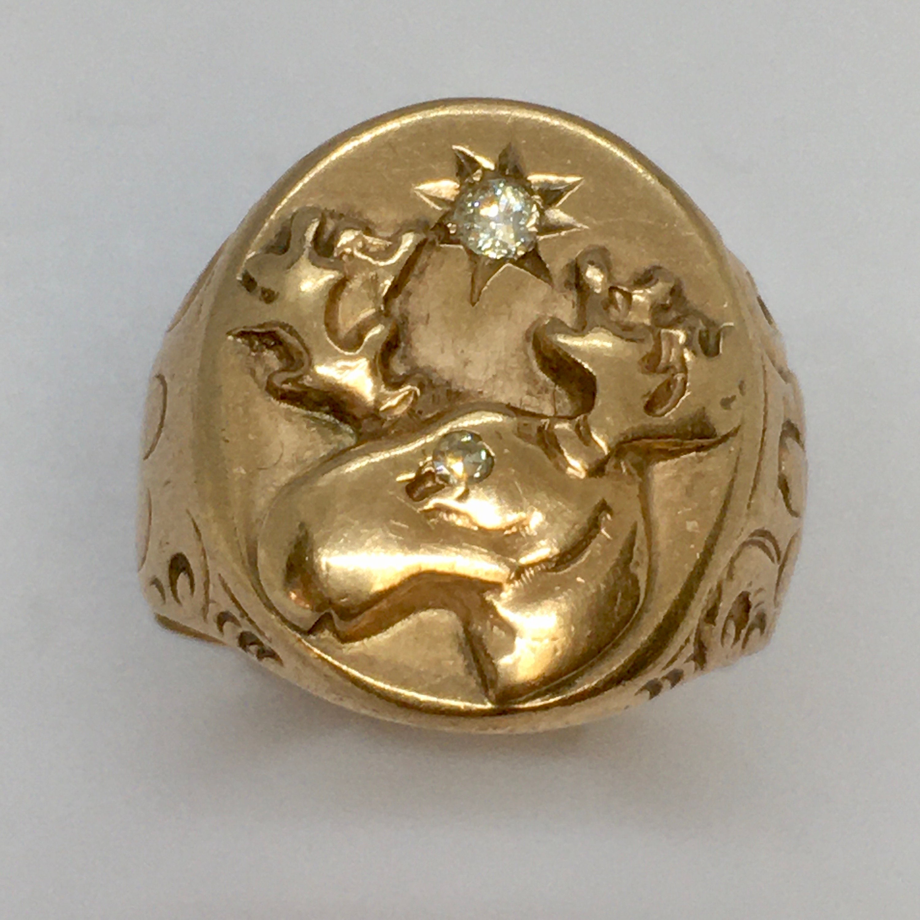Victorian 14k Gold Moose Lodge Ring With Old Cut Diamonds - Etsy