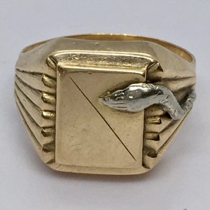 Antique Italian 18K GOLD Serpent SIgnet RIng 8.2 Gram Size 11.5 No Engraving