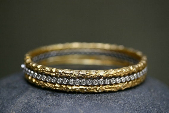 Cathy Waterman Diamond 22K Gold & Platinum Bangle… - image 1