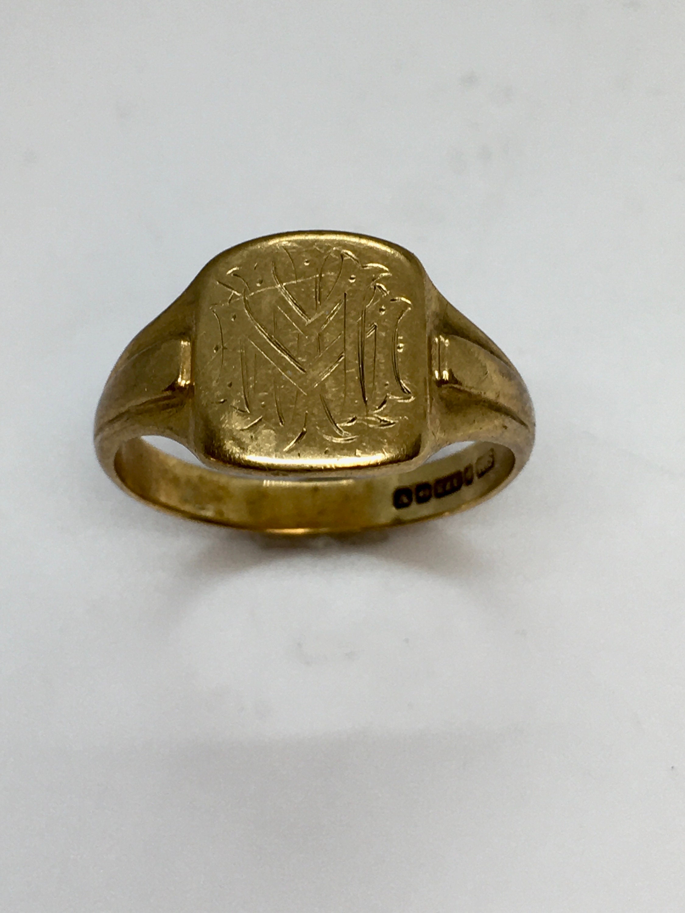 アクセサリー 1958's 9k Gold Signet Ring Antique Victorian British 9K Gold Signed Ring Chart Shows