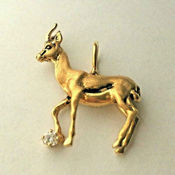 g & g Appleby 14K Gold Thomson's Gazelle 3D Charm Pendant Signed Copyright