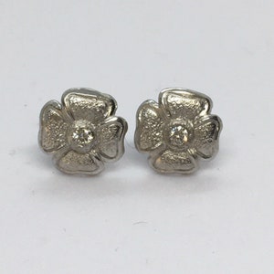 Four Leaf Clover 950 Platinum Diamond Stud Earrings