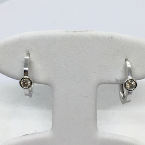 14K White Gold 1/5 CTW Natural Earth Mind Diamond Huggie Hoop Earrings 14 mm