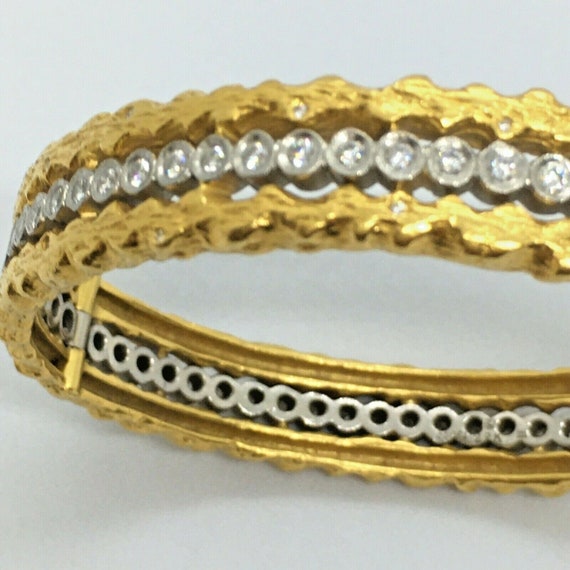 Cathy Waterman Diamond 22K Gold & Platinum Bangle… - image 8