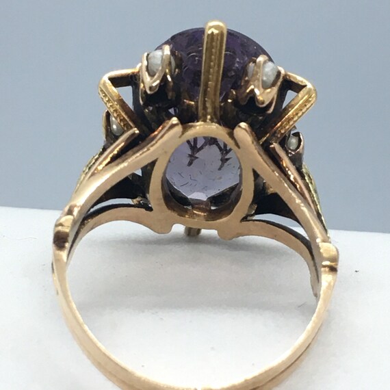 Turn of Century Seed Pearl 14K Yellow Gold Inlaid… - image 3