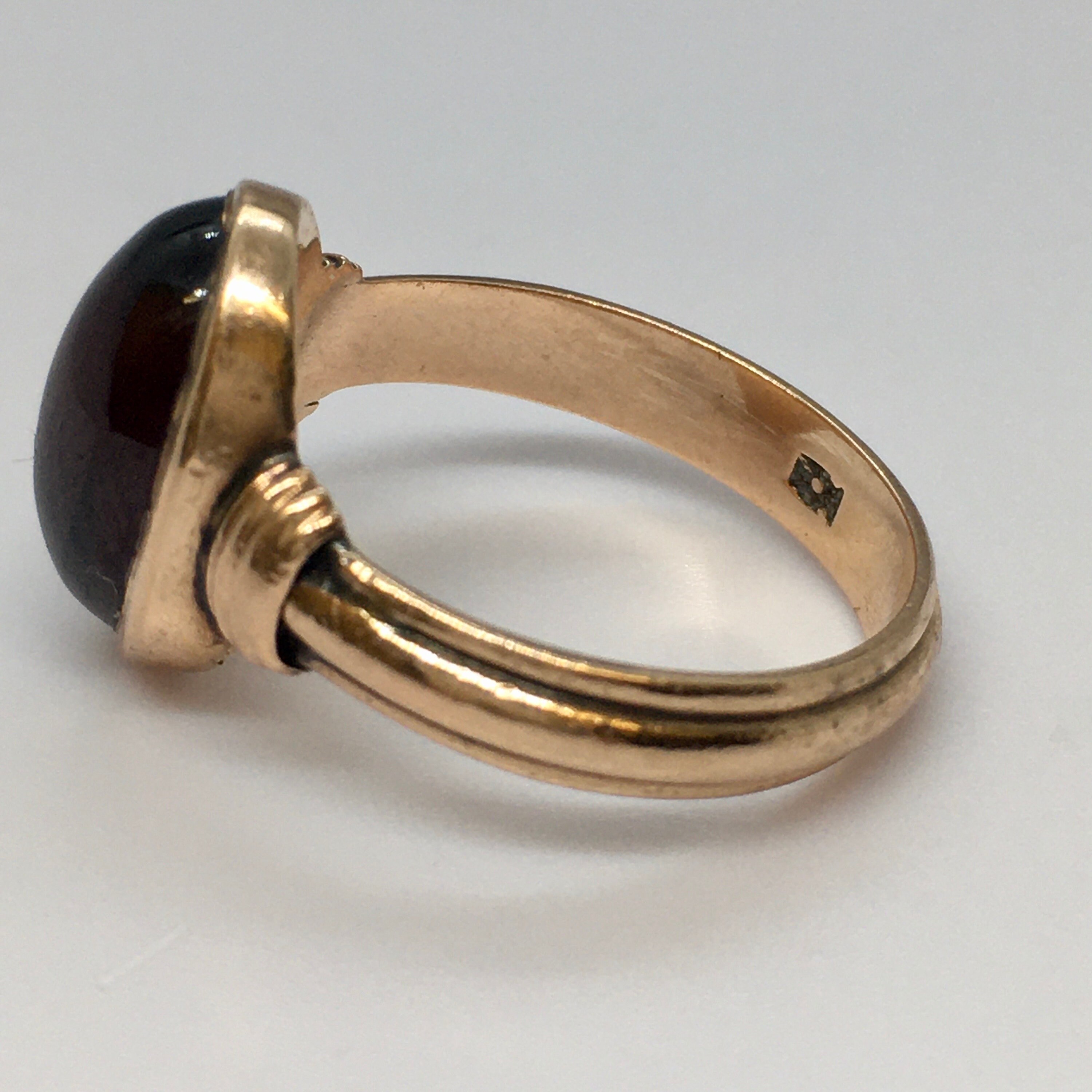 アンティーク 14K ゴールド ガーネット リング - ビクトリア朝黄金時代