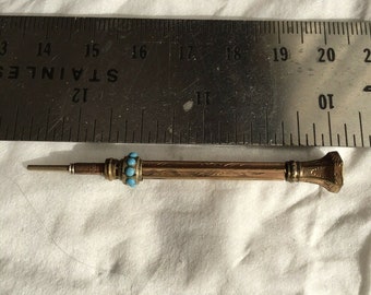 アンティークマジックペンシル　ANTIQUE MAGIC PENCIL 英国ヴィンテージ マジックペンシル 格納式 パープルストーン装飾