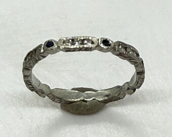 Art Deco Stil Platin Ehering Diamant Größe 6,5 Stapelbar Ring