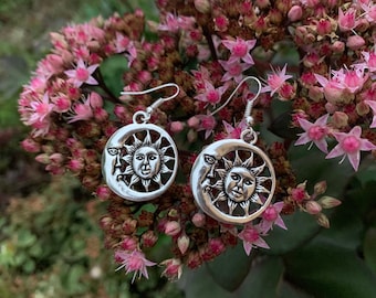 sun and moon earrings aesthetic witchy ying yang inspired