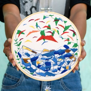 Modern Abstract Embroidery, Original Handmade Artwork