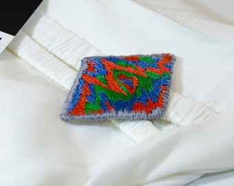 Embroidered Brooch, Abstract Brooch, Statement Brooch, Embroidered Pin, One of a kind Brooch