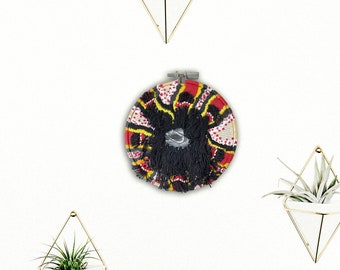 Small Embroidery hoop, Mixed Media Mini Textile Hoop Painting on Fabric Eye Artwork Spiritual Bohemian Wall Hanging Textile Wall Art