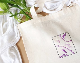 Tote Bag, Hand embroidered organic cotton. Eco - Friendly