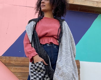 Hooded Scarf with Pockets, Long Knit Layering Cowl