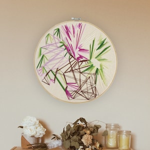 Floral Embroidery Wall Hanging Abstract Modern Embroidery Artwork Eclectic Wall Art Textile Abstract Embroidery Landscape