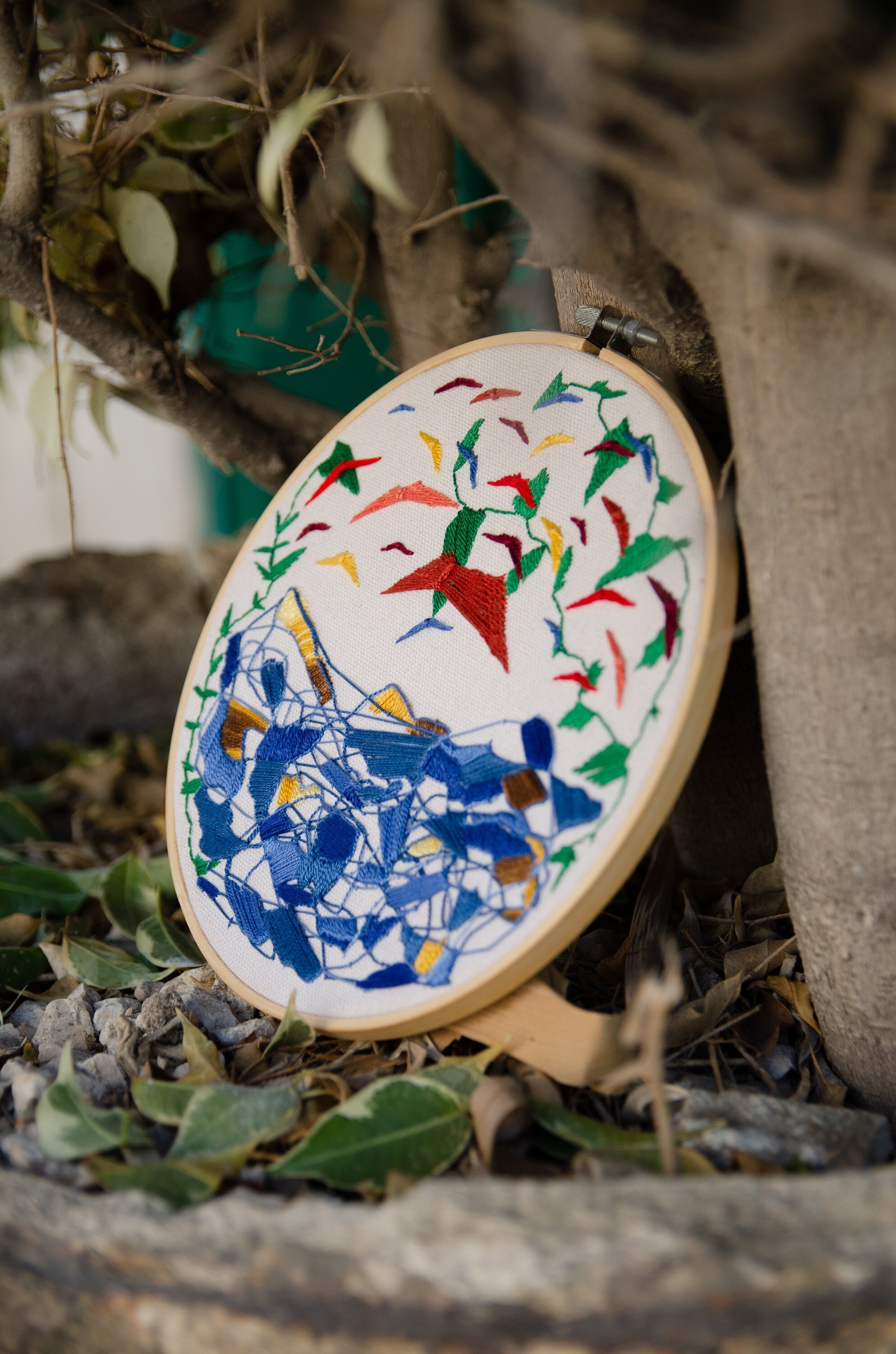 Abstract Landscape Embroidery Hoop, Modern Textile Art (7.8" X 7.8") - Etsy