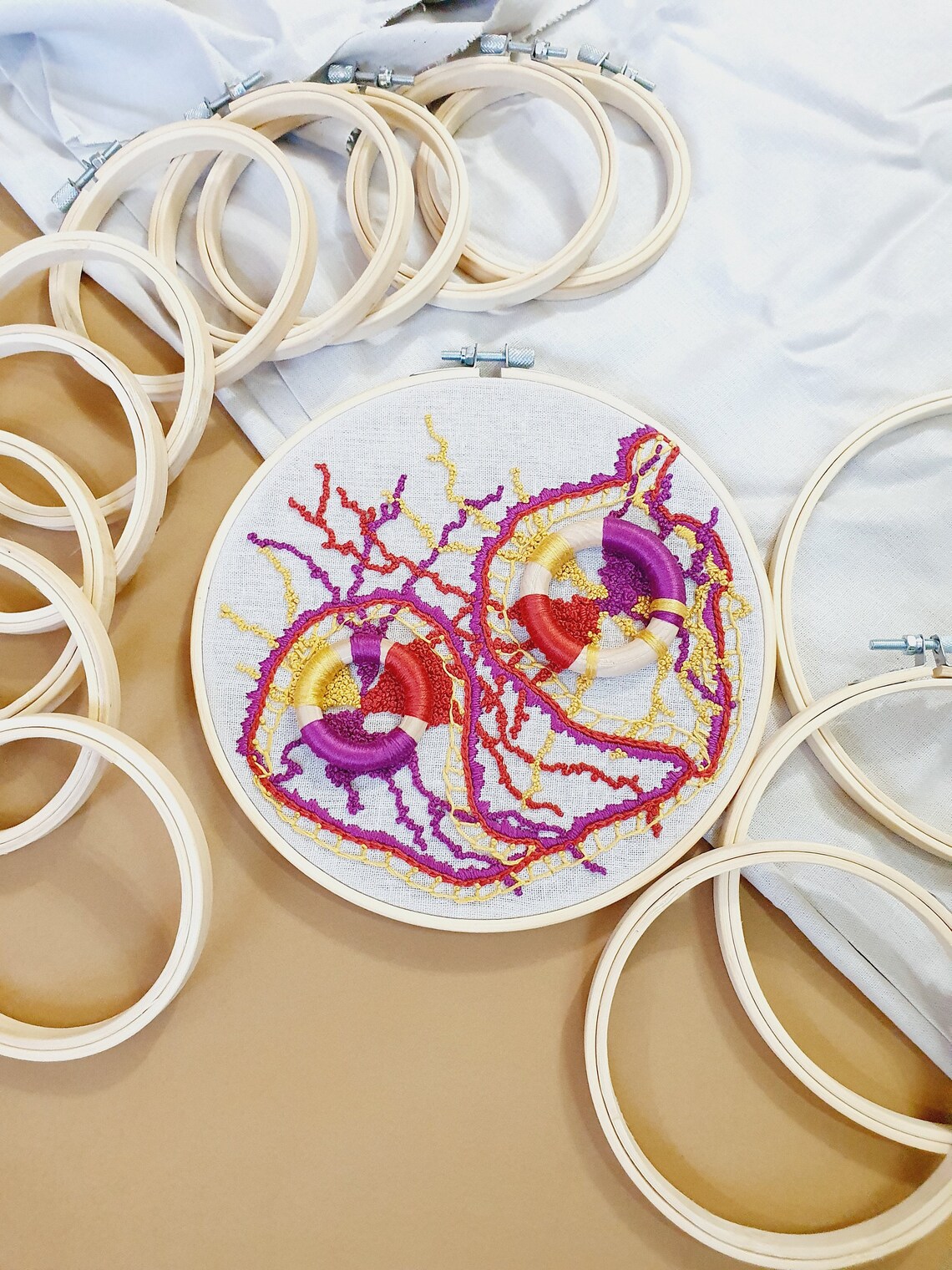 Texture Abstract Embroidery, Modern Dmc Embroidery Artwork, 3D ...