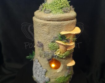 Handmade Mushroom Glass Jar: Polymer Clay cottage core Stash Container