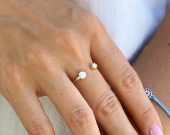 Opal Ring - Natural Opal Stone Jewelry Ring | Crystal Rings - High end Gold Plated Silver 925 - Opal Gemstone Ring 14k gold/silver