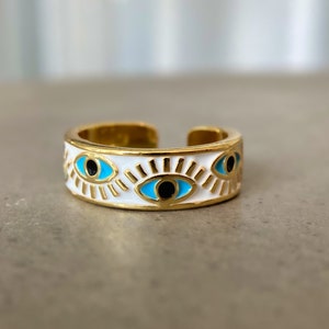 Evil Eye Ring 18k Gold by ASANA Evil Eye Ring Gold for Women Protection Ring - Evil Eye Jewelry Ring - Fashion Ring Evil Eye