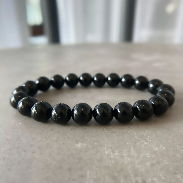 Black Tourmaline Crystal Bracelet For Protection, Grounding Bracelet for Crystal Lover Authentic Black Tourmaline Stone Bracelets by ASANA