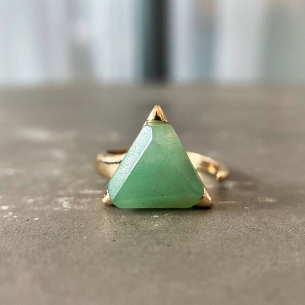 Green Aventurine Ring - Authentic Gemstone Rings by Asana - USA - Aventurine Jewelry - Crystal Statement Ring - Metaphysical Jewelry for her