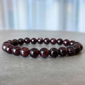 Capricorn Birthstone Garnet Bracelet for Root Chakra by ASANA - AAA Red Garnet Crystal Bracelet for relationships Red Garnet Beaded Bracelet