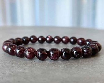 Capricorn Birthstone Garnet Bracelet for Root Chakra by ASANA - AAA Red Garnet Crystal Bracelet for relationships Red Garnet Beaded Bracelet