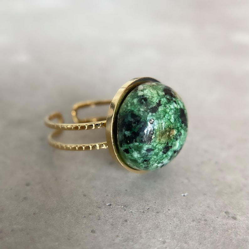 Gemstone Ring 18k - Natural Green Stone Ring Turquoise Ring Gold -  Natural Green Gemstone Ring