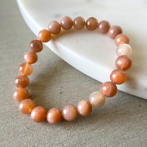 Bracelet With Meaning Real Sunstone Crystal bracelet for luck and deep spiritual meaning by ASANA - AAA Grade Natural Sunstone Jewelry Gift