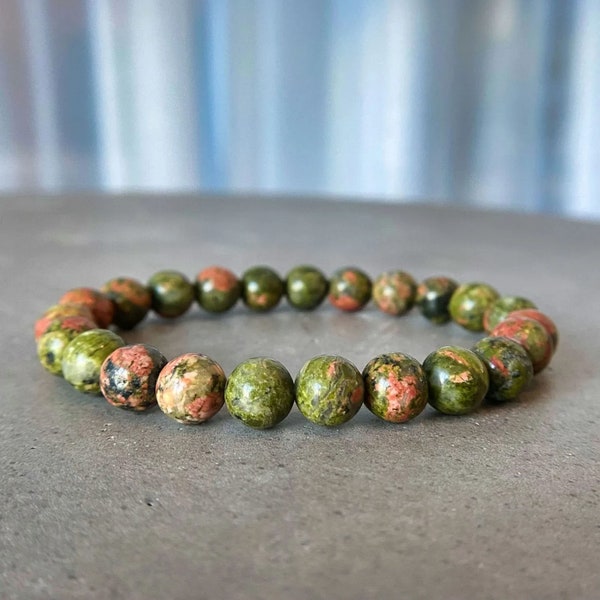 Unakite Bracelet Natural Unakite Quartz Crystals for Balance and Harmony Bracelet Unakite Crystal Beaded Bracelet Pink Green Stone Bracelet