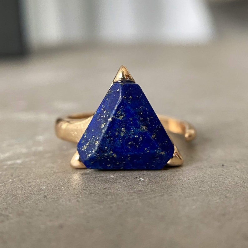 Lapis Lazuli Ring  Authentic Blue Lapis Lazuli Gemstone Ring image 6