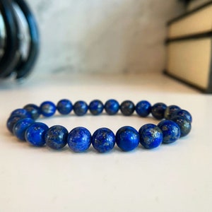 Noble Lapiz Lazuli Bracelet Authentic Blue Gemstone Bracelet by ASANA - AAA Grade Lapis Lazuli Crystal Bracelet Healing Bracelet Mens Womens