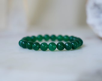 Green Agate Bracelet Beaded Gemstone Bracelet Natural Green Agate Crystal Gift ASANA CRYSTALS Beaded Bracelet for Grounding and Harmony