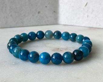 Blue Apatite Bracelet Blue Crystals for Manifestation Natural Blue Beaded Stone Bracelet Authentic Healing Crystals by ASANA Apatite Jewelry