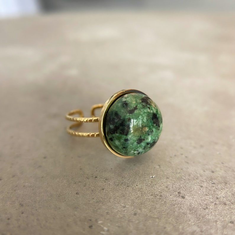 Gemstone Ring 18k - Natural Green Stone Ring Turquoise Ring Gold -  Natural Green Gemstone Ring