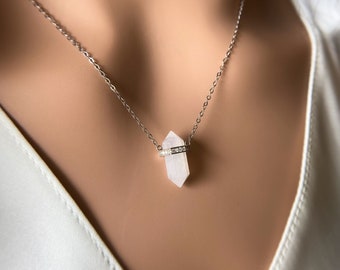 Moonstone Necklace Solid Silver 925 Crystal Pendant Necklace Silver MOONSTONE Pendant Gemstone Jewelry Silver Real Moonstone Crystal Charm